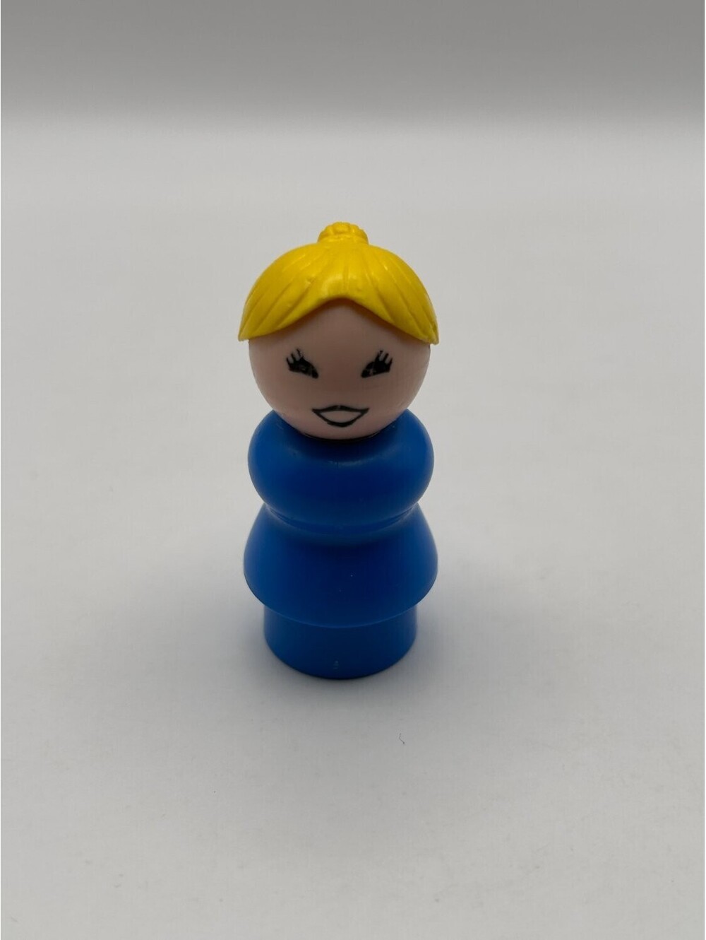 Fisher-Price Little People Classic Plastic Girl Blue Body Yellow Hair Bun Used